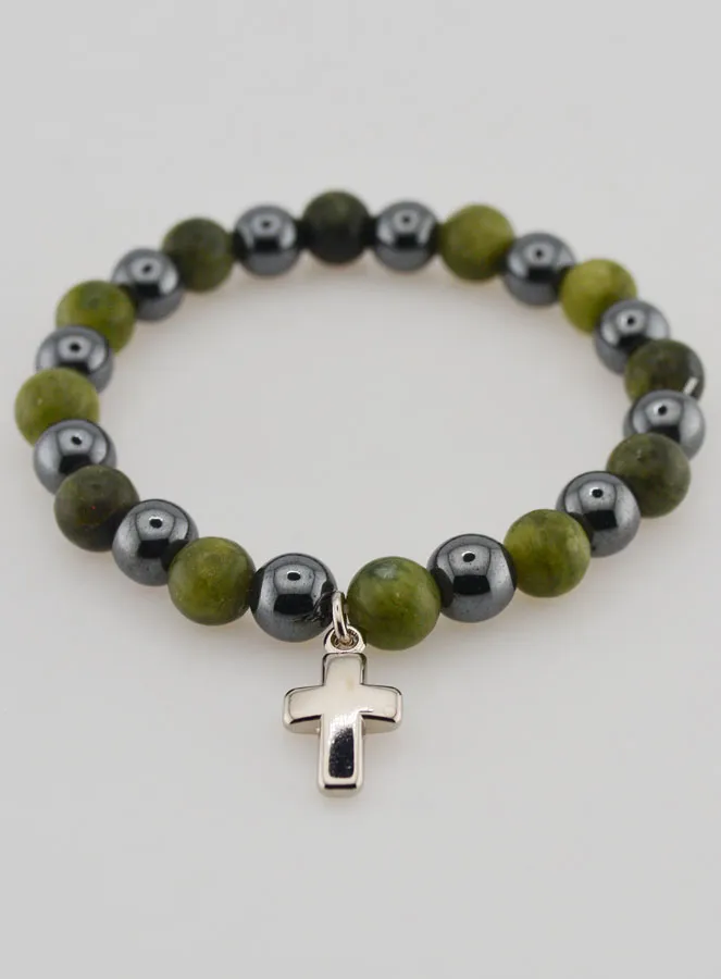 Vesuvianite and Haematite Gemstone Bracelet (pic 2)