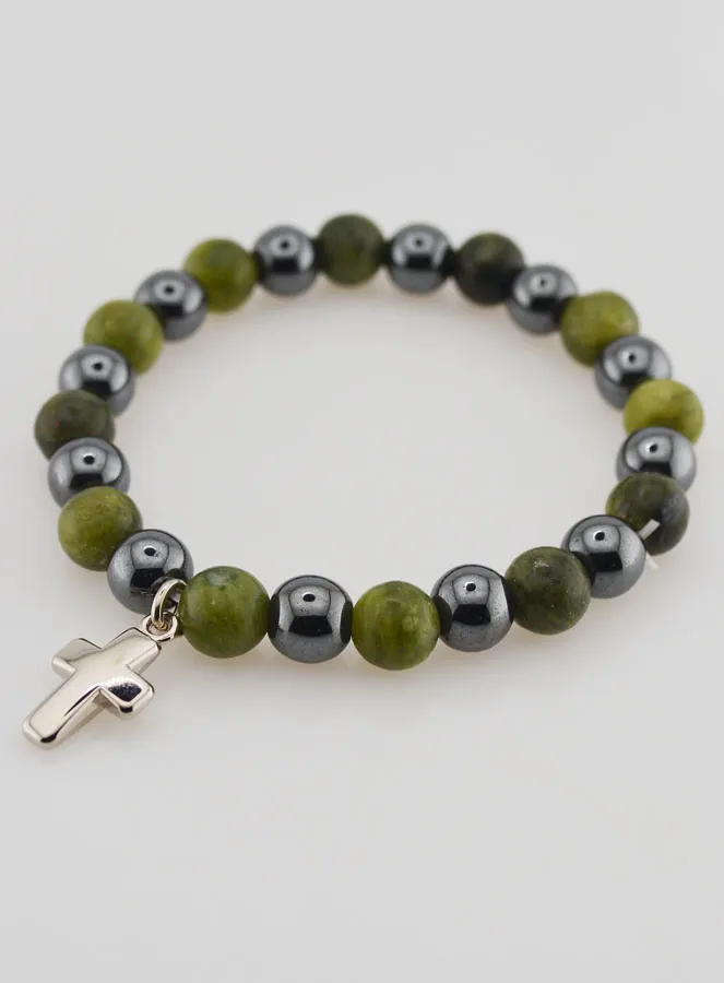 Vesuvianite and Haematite Gemstone Bracelet (pic 3)