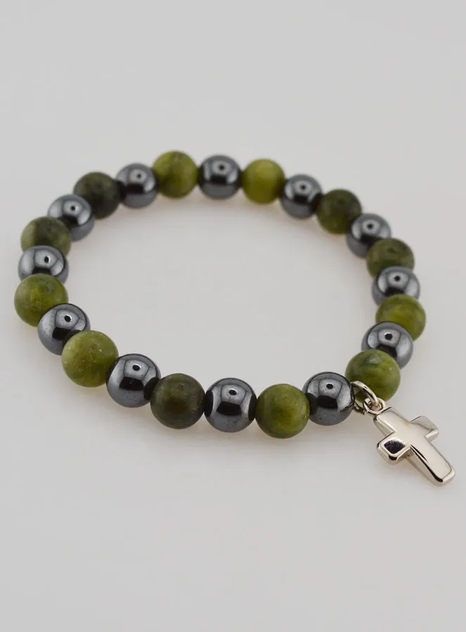 Vesuvianite and Haematite Gemstone Bracelet (pic 4)