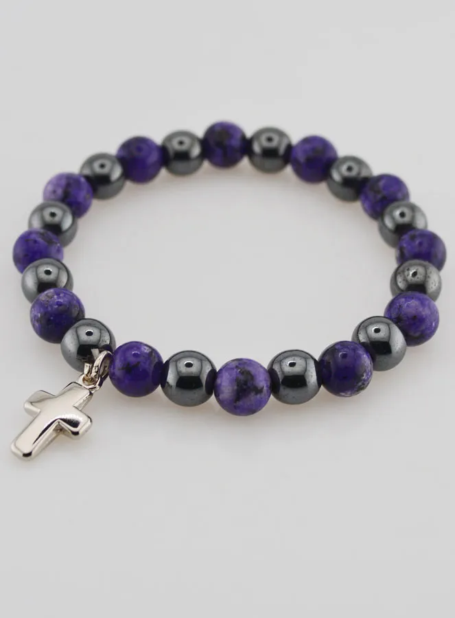 Charoite and Hematite Gemstone Bracelet (pic 3)