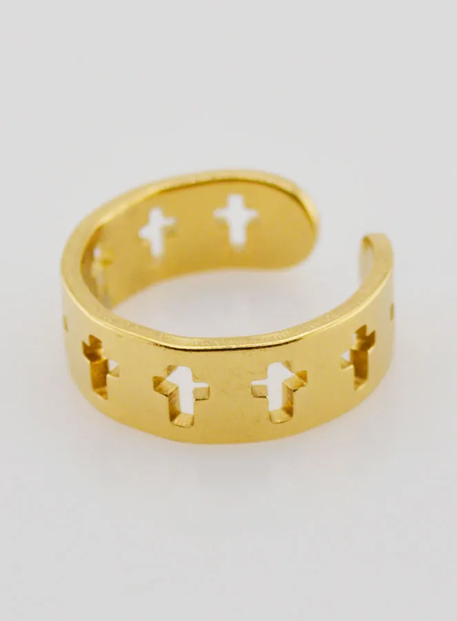 Adjustable Religious Ring in Golden Stainless Steel (pic 2)