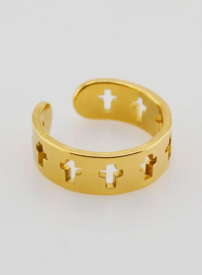 Adjustable Religious Ring in Golden Stainless Steel (pic 3)