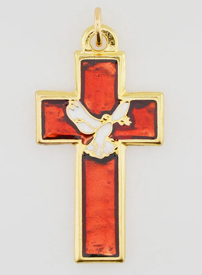 Cross Pendant Metal and Red Enamel (pic 1)
