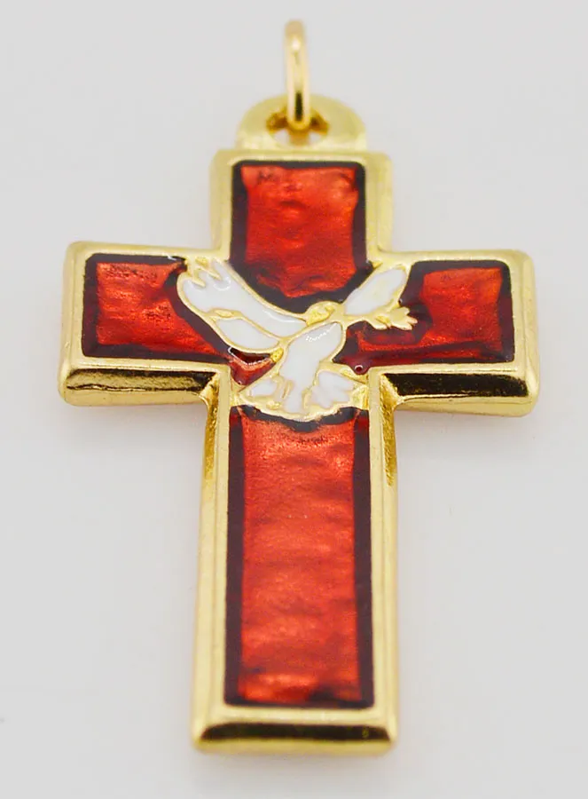 Cross Pendant Metal and Red Enamel (pic 2)