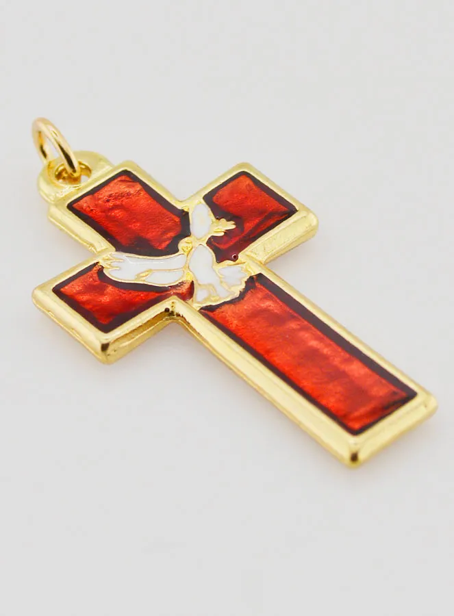 Cross Pendant Metal and Red Enamel (pic 3)