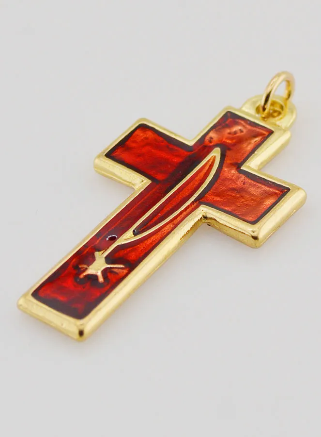 Cross Pendant Metal and Red Enamel (pic 4)