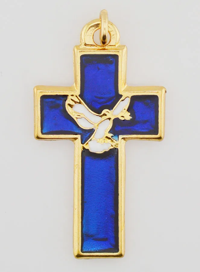 Cross Pendant Metal and Blue Enamel (pic 1)