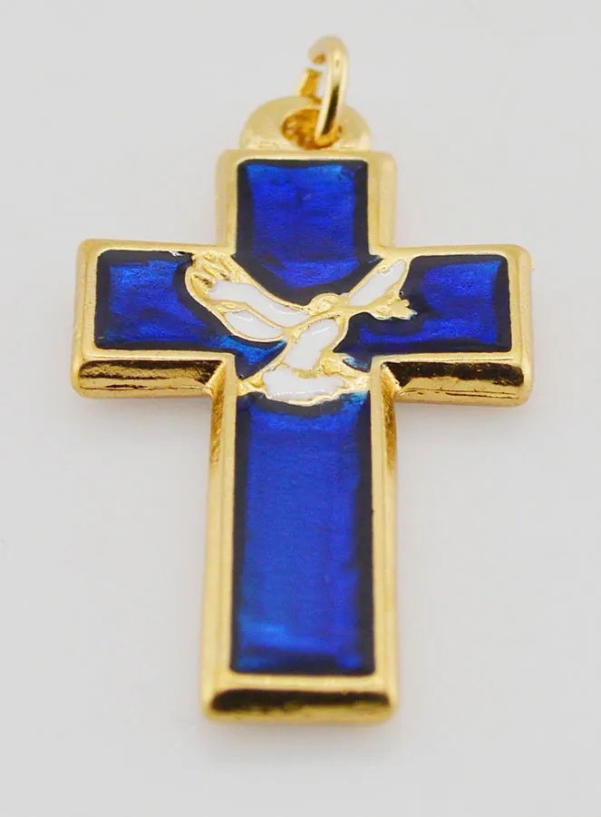 Cross Pendant Metal and Blue Enamel (pic 2)