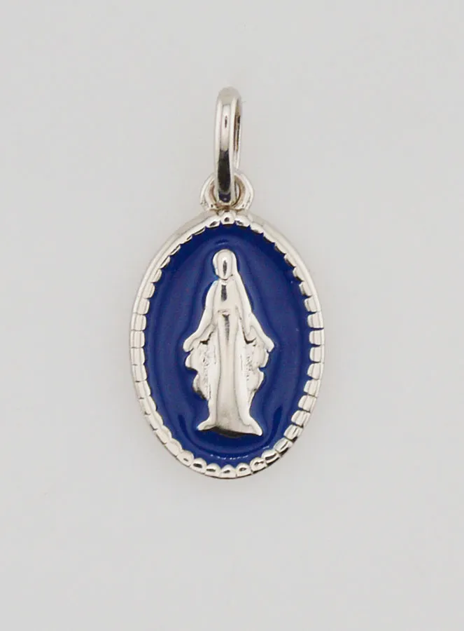 Miraculous Medal in Silver and Blue Enamel (pic 1)