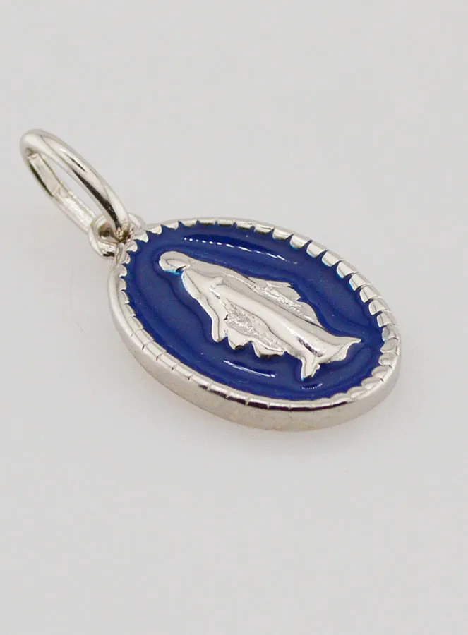 Miraculous Medal in Silver and Blue Enamel (pic 3)