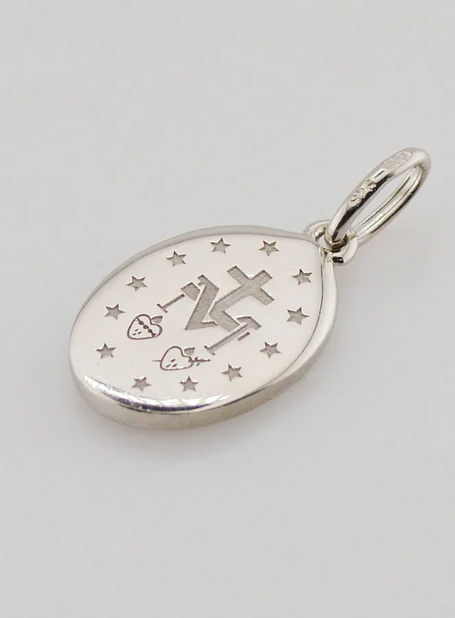 Miraculous Medal in Silver and Blue Enamel (pic 4)