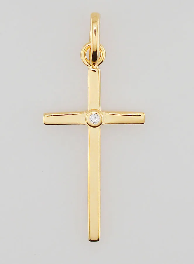Gold-plated Cross Pendant with Zirconium (pic 1)