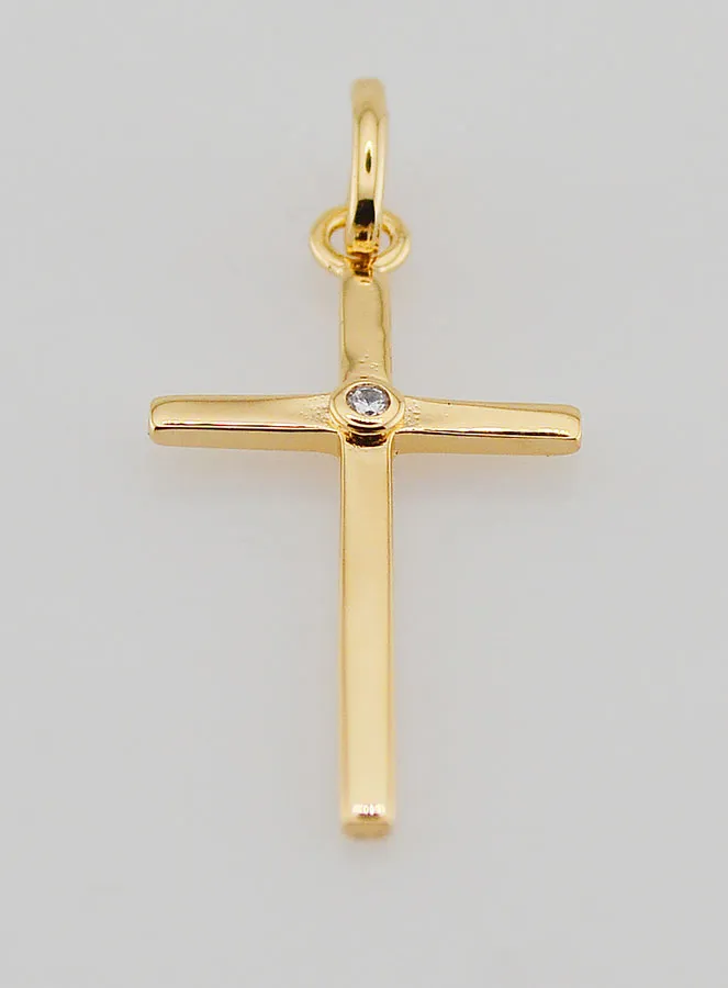 Gold-plated Cross Pendant with Zirconium (pic 2)
