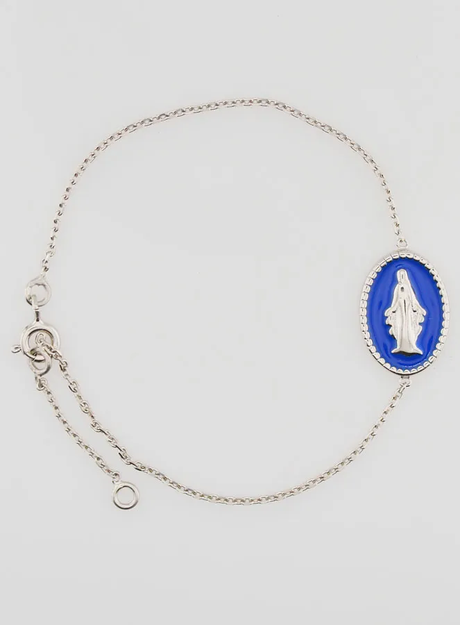 Miraculous Medal Bracelet - Silver and Blue Enamel (pic 1)