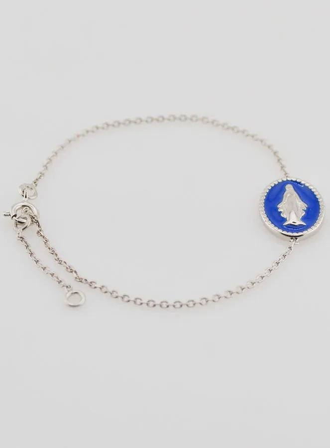 Miraculous Medal Bracelet - Silver and Blue Enamel (pic 2)