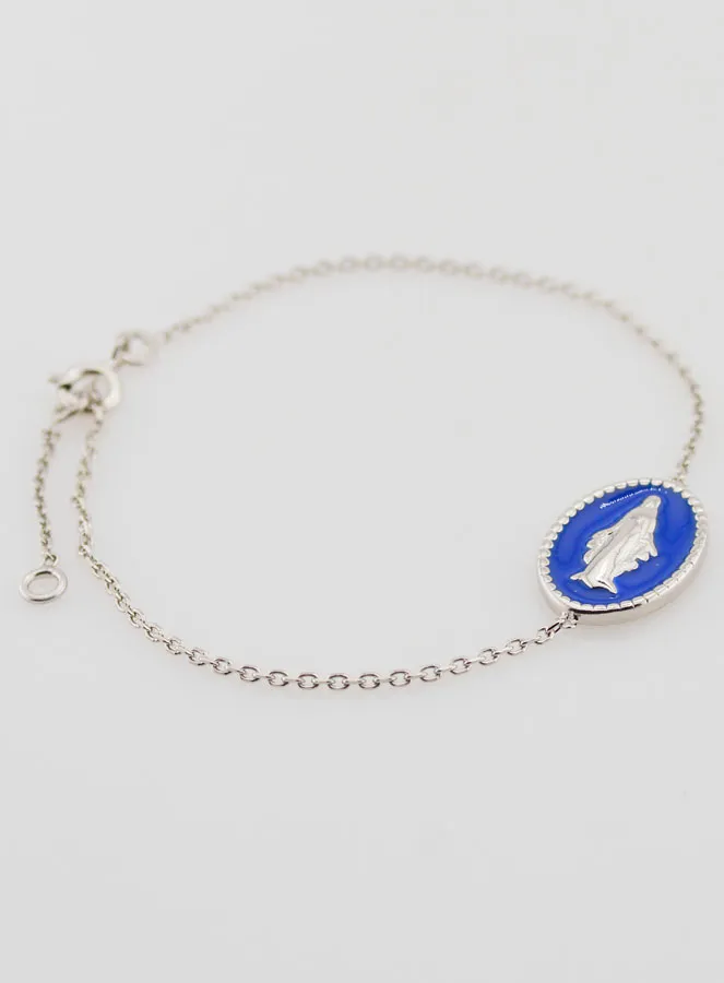Miraculous Medal Bracelet - Silver and Blue Enamel (pic 3)