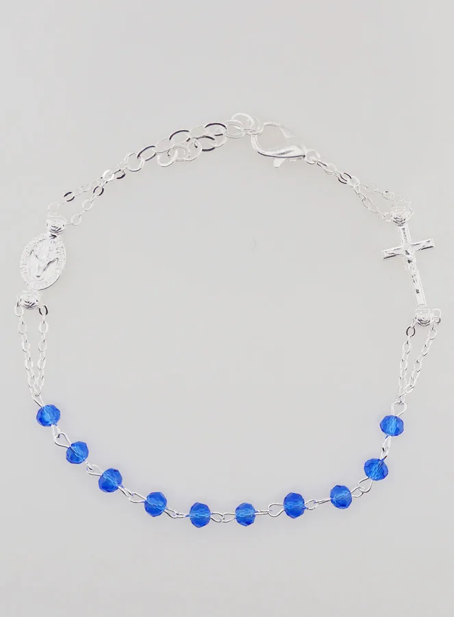 Decade Bracelet Miraculous Medal and Cross - Blue (pic 1)