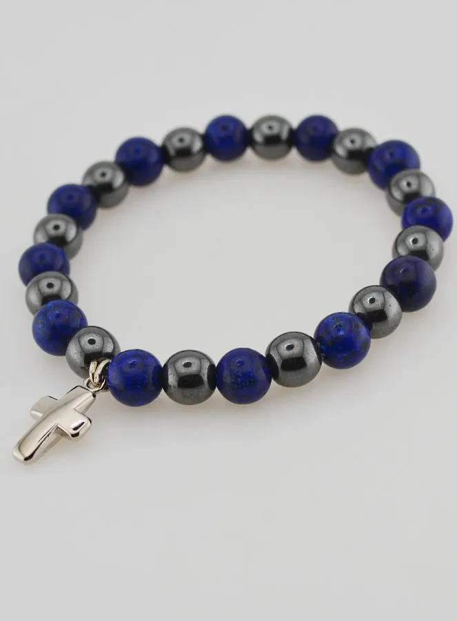 Gemstone Bracelet - Hematite and Lapis Lazuli (pic 4)