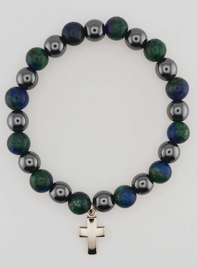 Bracelet with Cross - Hematite and Azurite (pic 1)