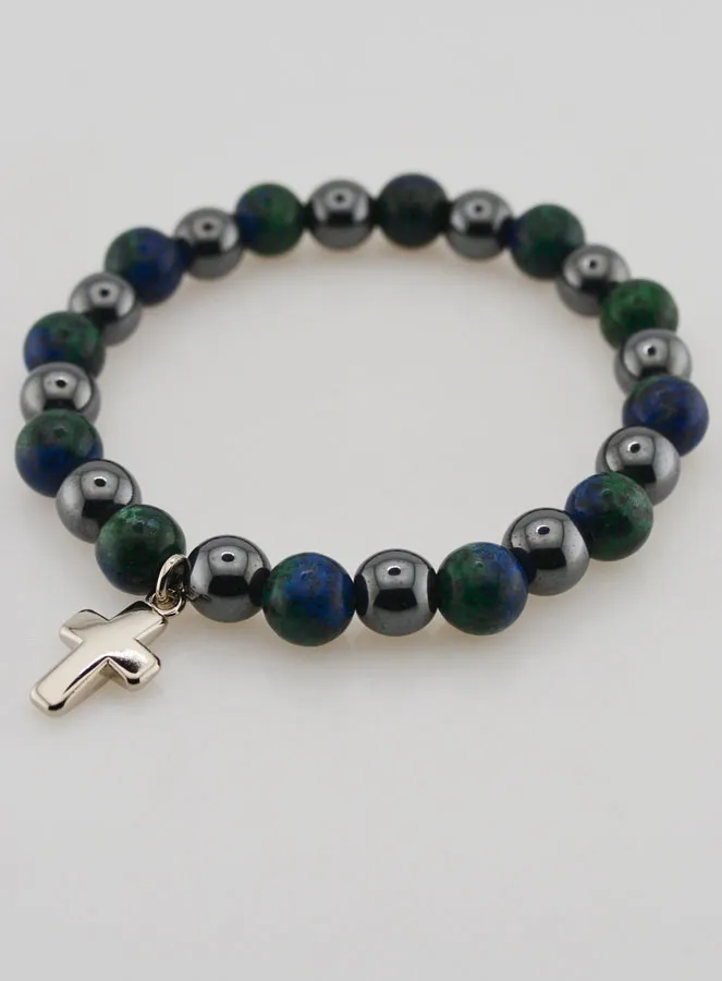 Bracelet with Cross - Hematite and Azurite (pic 3)