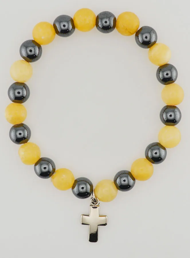 Gemstone Bracelet - Hematite and Yellow Calcite (pic 1)