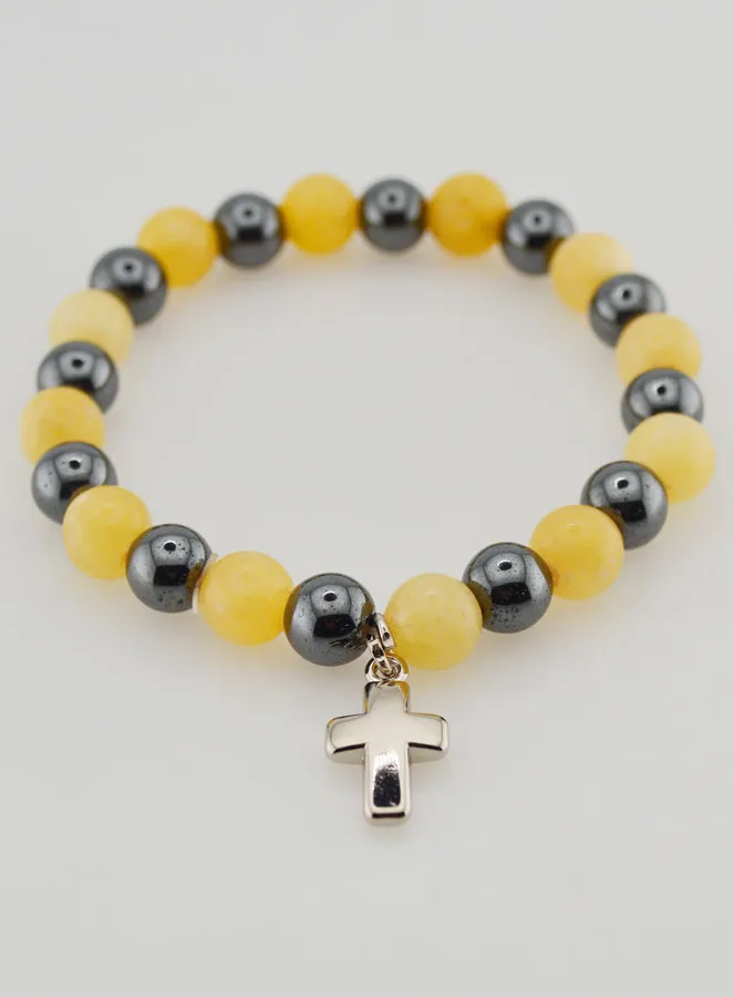 Gemstone Bracelet - Hematite and Yellow Calcite (pic 2)