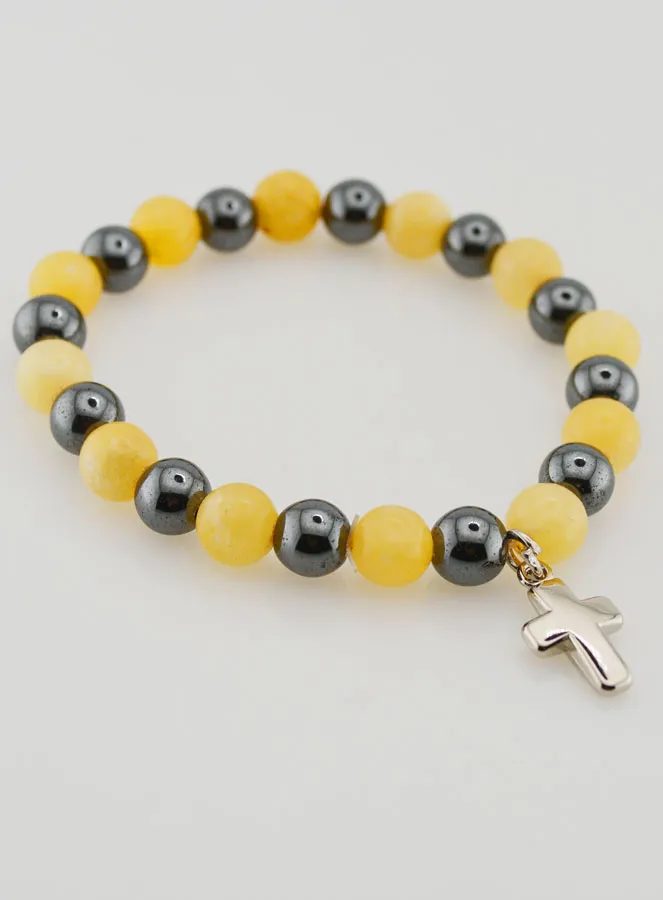 Gemstone Bracelet - Hematite and Yellow Calcite (pic 3)