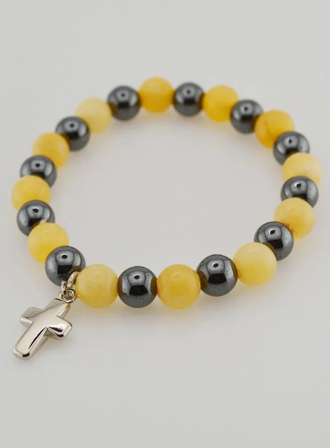 Gemstone Bracelet - Hematite and Yellow Calcite (pic 4)