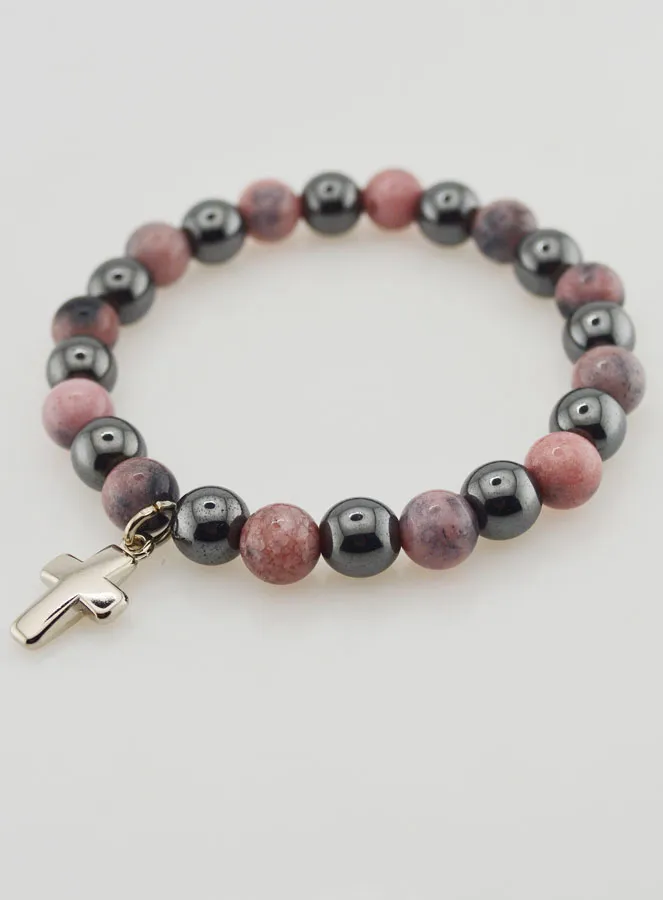 Gemstone Bracelet - Hematite and Rhodonite (pic 3)
