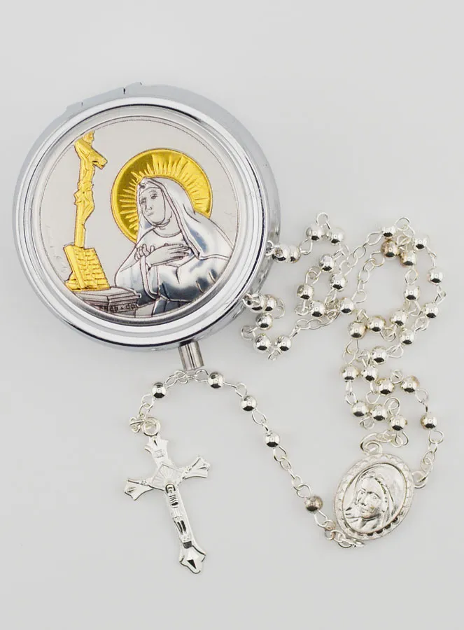 Saint Rita Rosary Case and Rosary (pic 1)