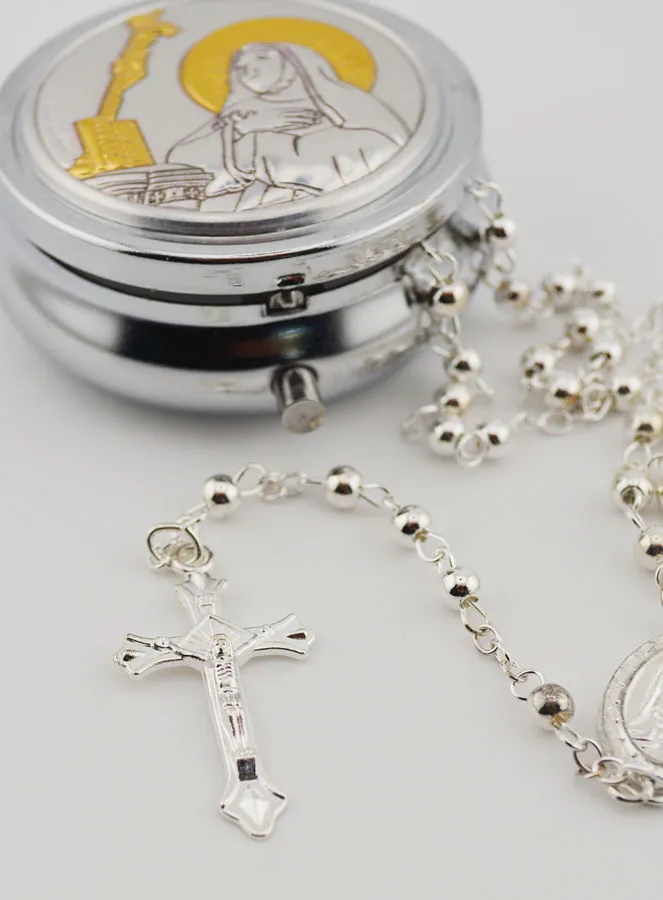 Saint Rita Rosary Case and Rosary (pic 4)