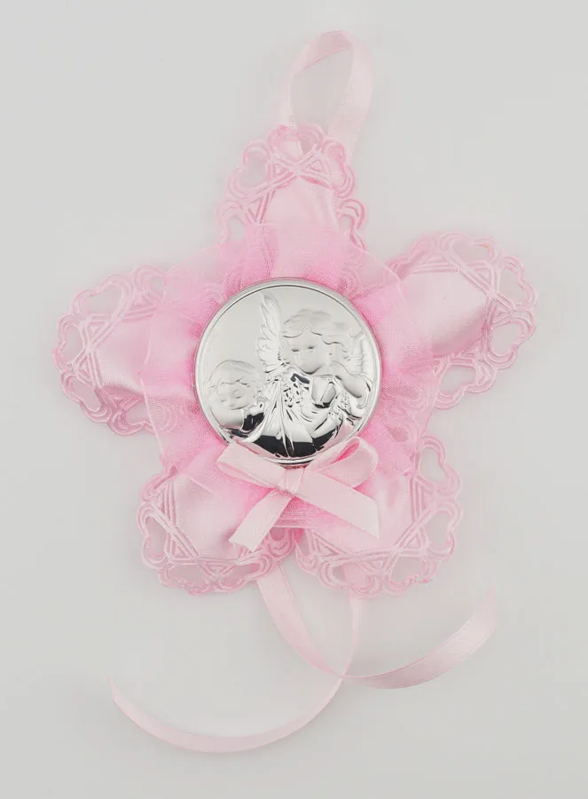 Christening Gift - Cradle Medal Flower - Guardian Angel (pic 1)