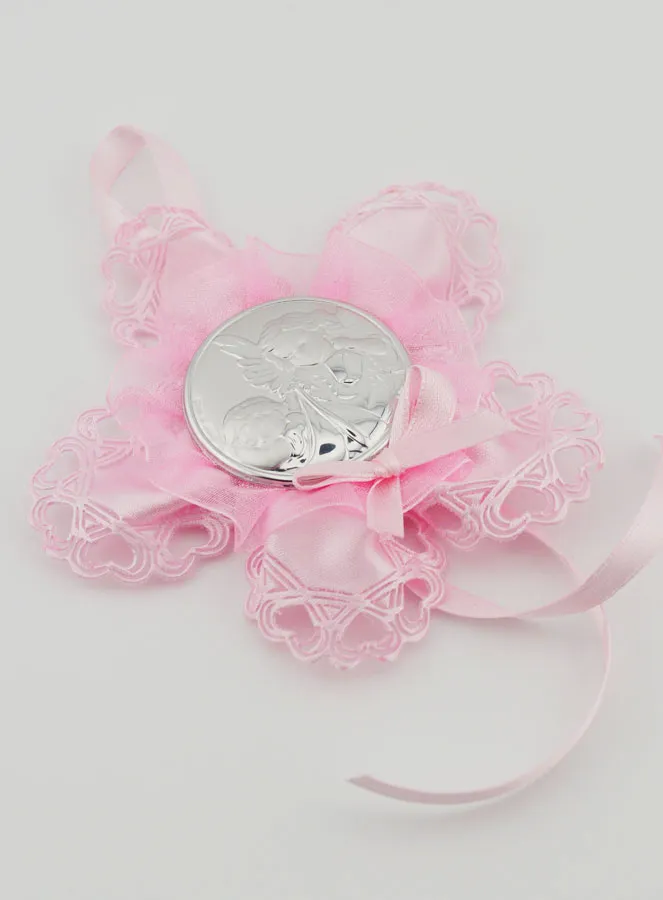 Christening Gift - Cradle Medal Flower - Guardian Angel (pic 3)