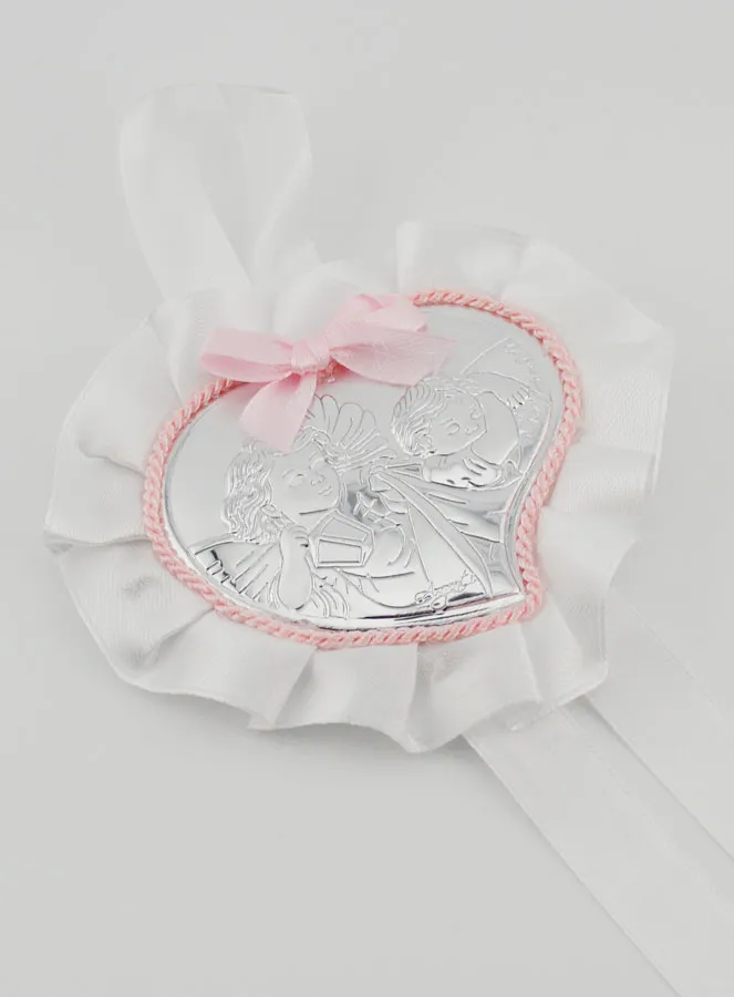 Christening Gift - Cradle Medal with Heart and Guardian Angel (pic 3)