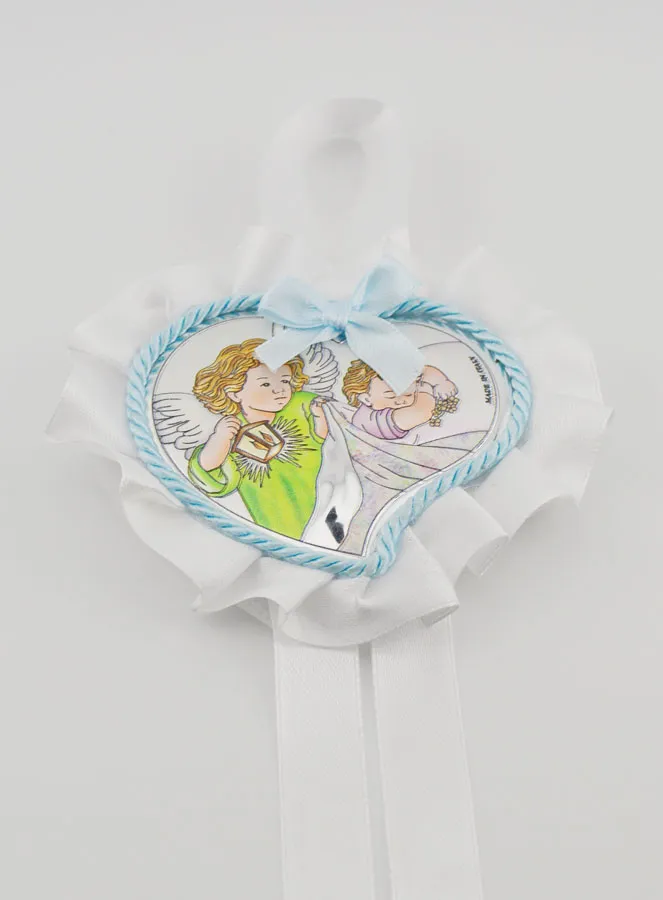 Christening Gift - Cradle Medal Heart and Angel with Lantern (pic 2)