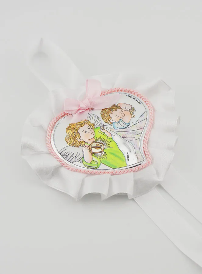 Christening Gift - Cradle Medal Heart and Angel with Lantern (pic 3)