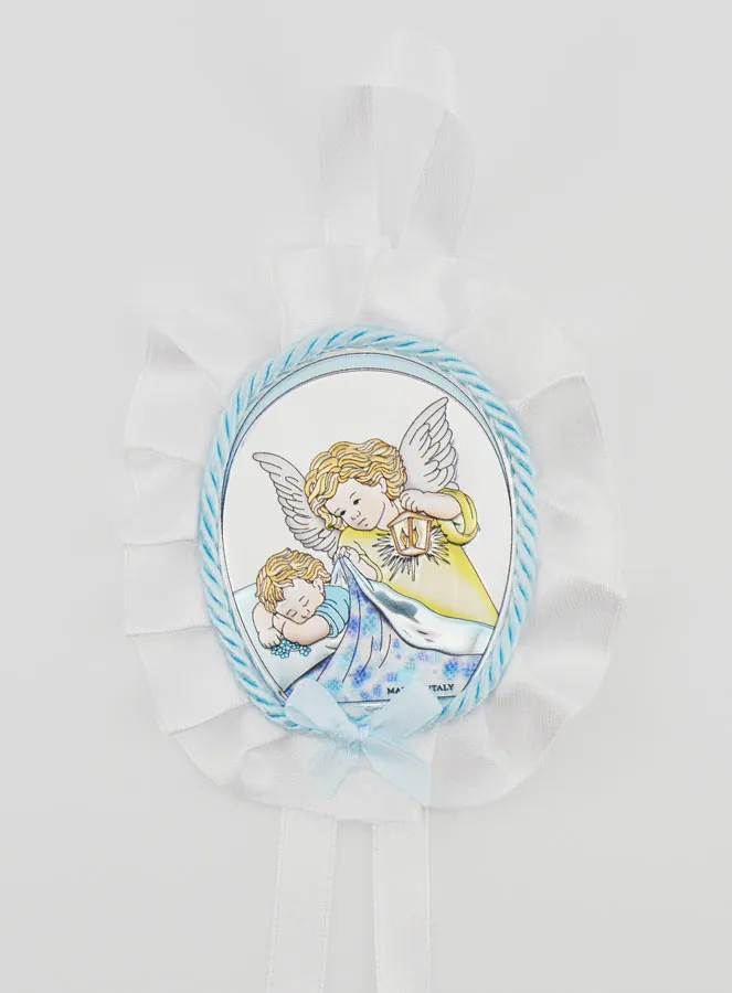 Christening Gift - Cradle Medal Angel with Lantern (pic 1)
