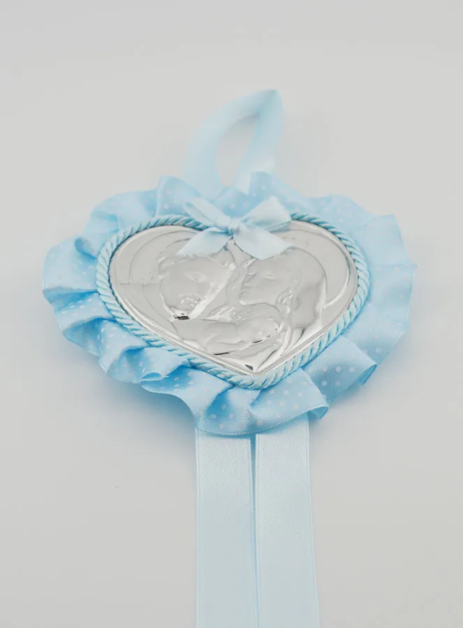 Christening Gift - Cradle Medal Heart Holy Family (pic 2)