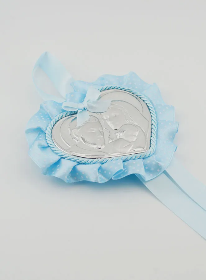 Christening Gift - Cradle Medal Heart Holy Family (pic 3)