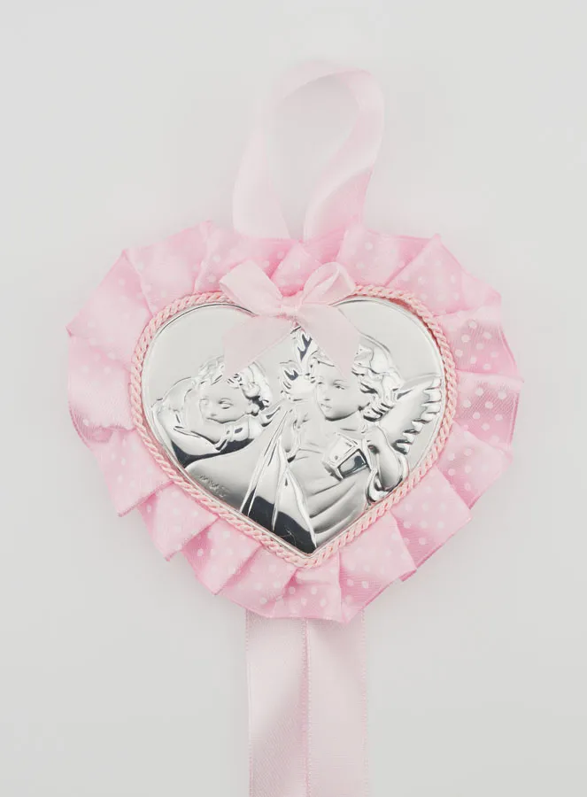 Christening Gift - Cradle Medal with Heart Angel Lantern (pic 1)