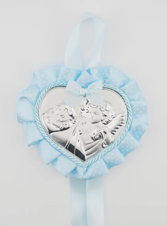Christening Gift - Cradle Medal with Angel Lantern Heart (pic 1)