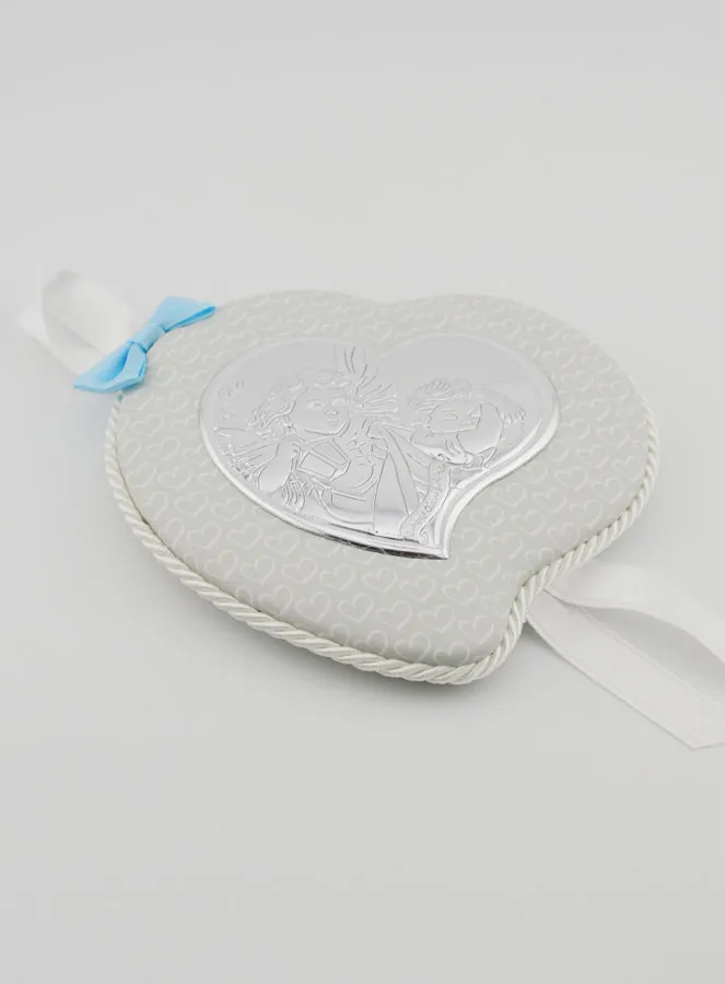 Christening Gift Boy - Leather Cradle Medal - Angel with Lantern (pic 2)