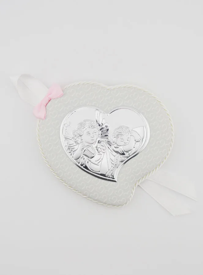 Christening Gift Girl - Leather Cradle Medal - Angel with Lantern (pic 1)