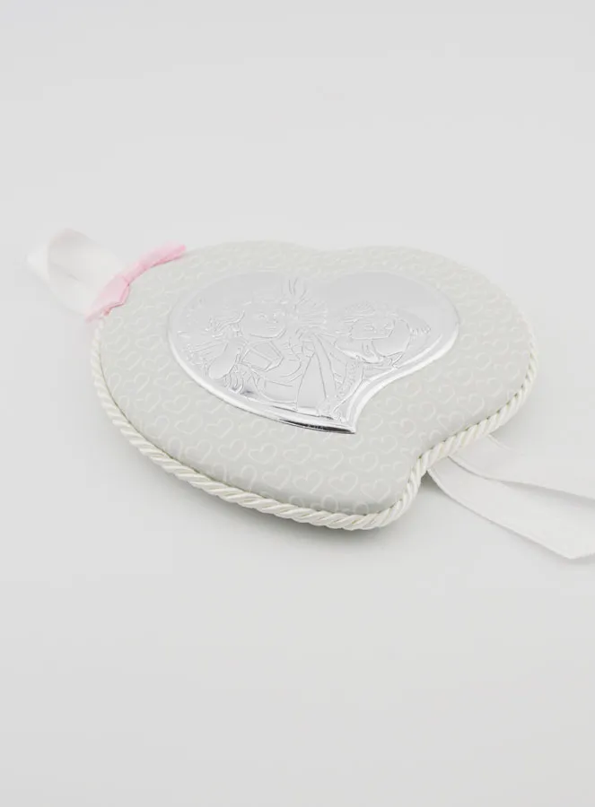 Christening Gift Girl - Leather Cradle Medal - Angel with Lantern (pic 2)