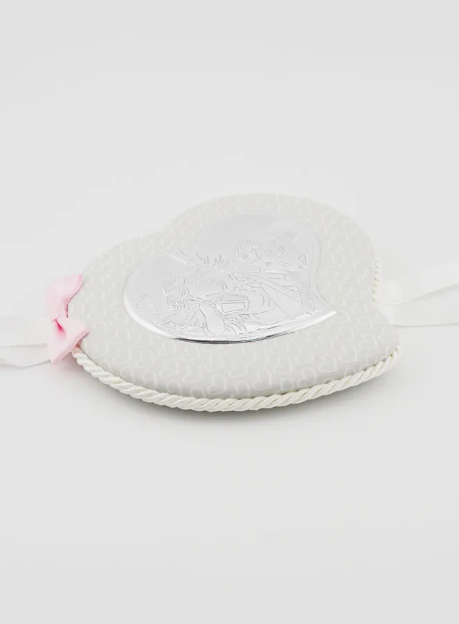 Christening Gift Girl - Leather Cradle Medal - Angel with Lantern (pic 3)