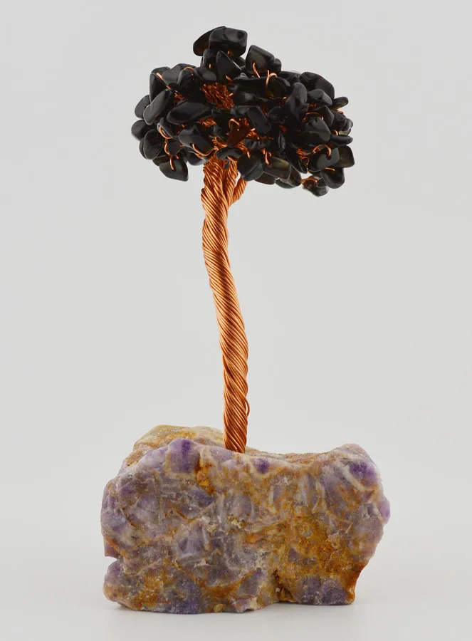 Tree of Life on Amethyst Base - Obsidian (pic 4)