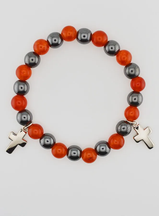 Gemstone Bracelet - Hematite and Carnelian (pic 1)