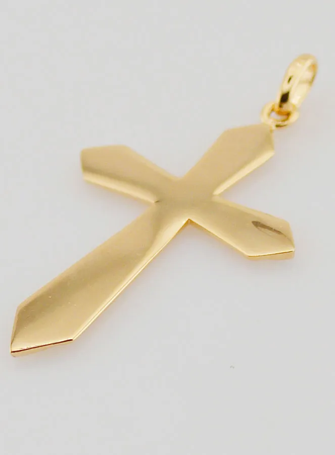 Gold-Plated Cross Pendant with Decorated Edges - 30mm (pic 4)