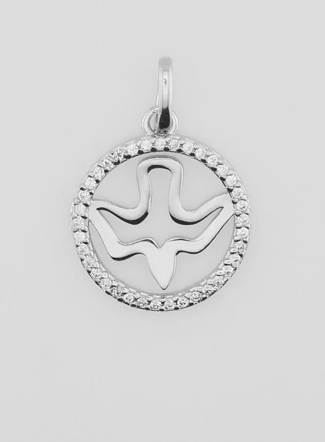 Openwork Holy Spirit Medal in 925 Silver - 15mm (pic 1)
