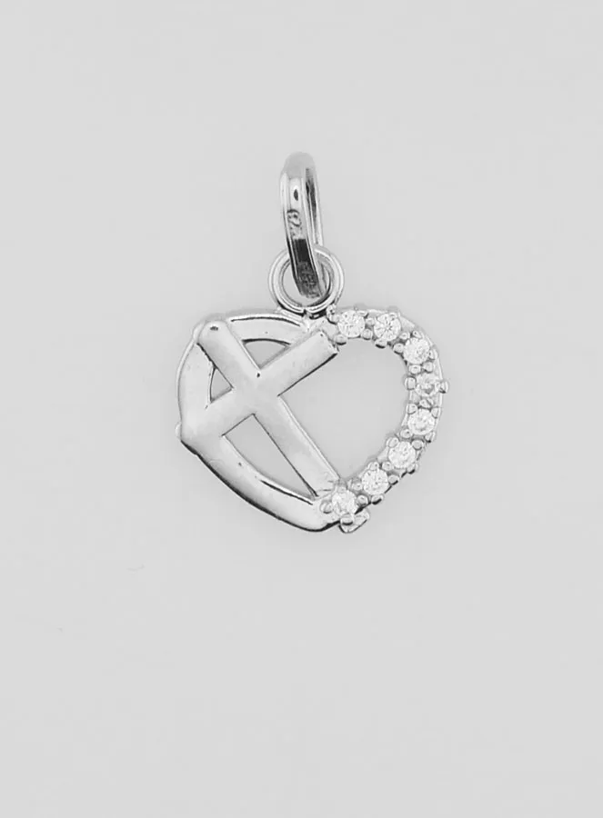 Silver Heart and Cross Pendant (pic 1)